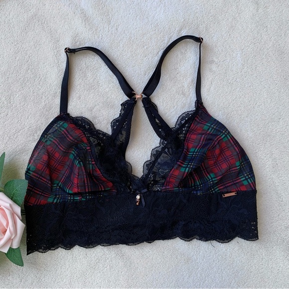 La Vie En Rose tartan lace bralette - Picture 2 of 11